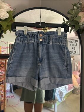 Hollister Faded Blue Paperbag Denim Shorts